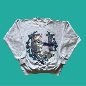 Vintage 90s Looney Tunes Bugs Bunny university sweatshirt